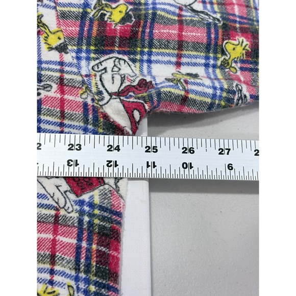 Vintage Snoopy Peanuts Woodstock Plaid Cotton Flannel Pajama Top Womens L 90s - Picture 9 of 9